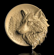 STL 3D Model WOLF FOREST for CNC Router Aspire Artcam 3D Printer Engraver Cut 3D