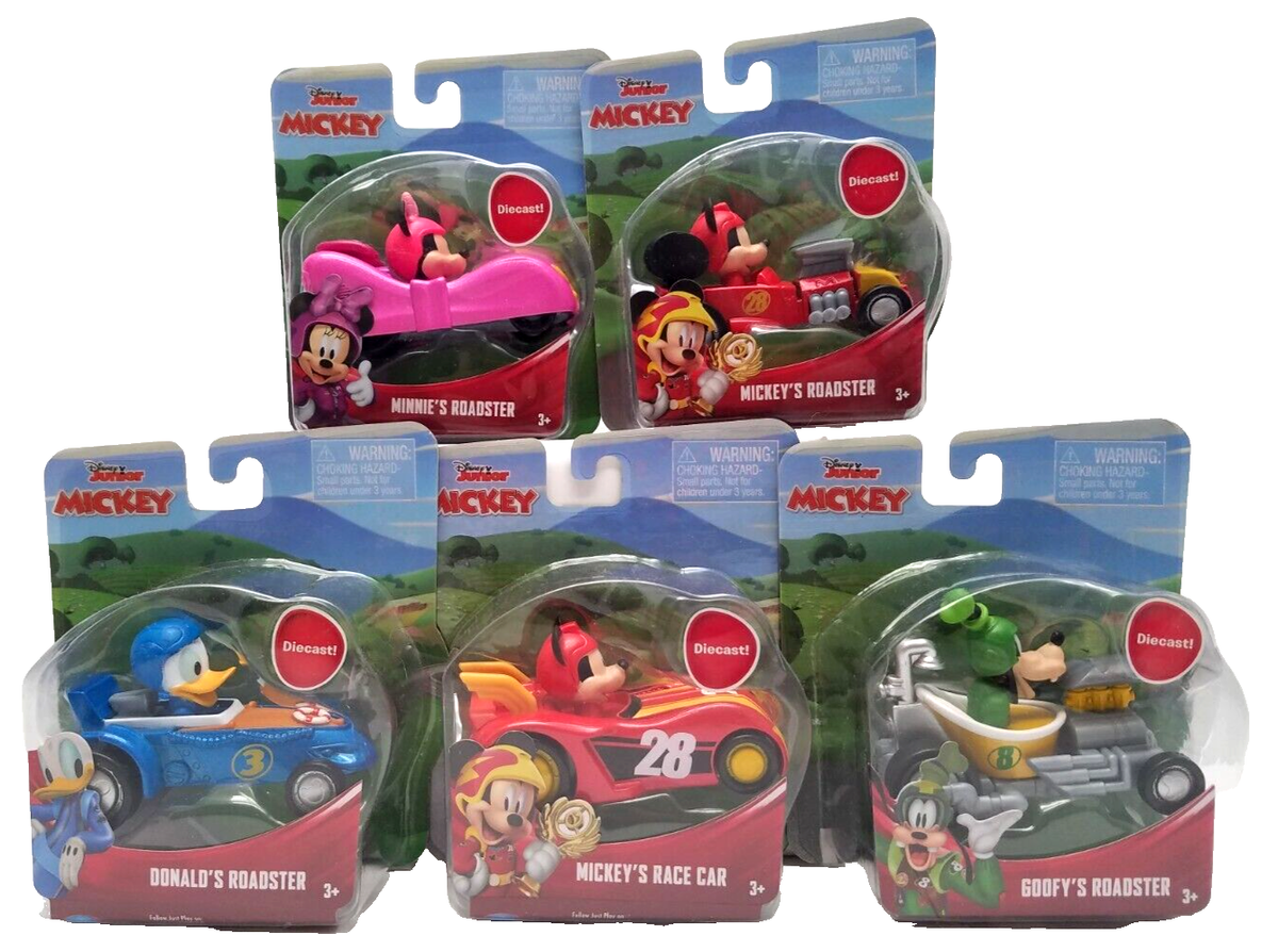 Disney Jr Diecast Race Car Set Mickey Goofy Donald Duck Minnie