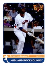 2012 Midland RockHounds Grandstand #21 Tyler Ladendorf Park Ridge Illinois Card