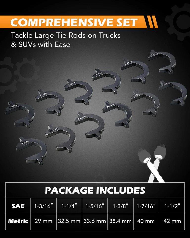 13pc Inner Tie Rod Removal Installation Tool Set with 12 SAE & Metric Adaptors Foto 3 de 4