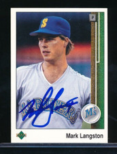1989 Upper Deck #526 Mark Langston signed auto autograph crisp blue sharpie