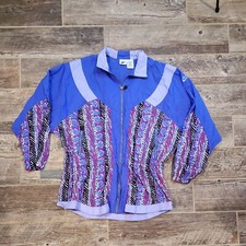 VTG Nike Elite 90s Women L Windbreaker Colorful Print Jacket Pink Purple Black