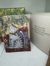 Susan Winget Holiday  Keepsake Box 12 Cat Cards Envelopes Markings CR Gibson (z)
