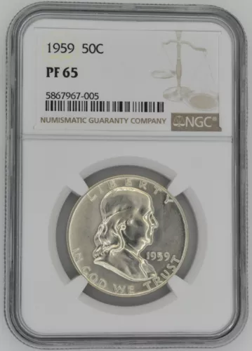 USA 1959 Franklin Silver Half Dollar - NGC PF 65 - Classic 50c U.S. Proof Coin