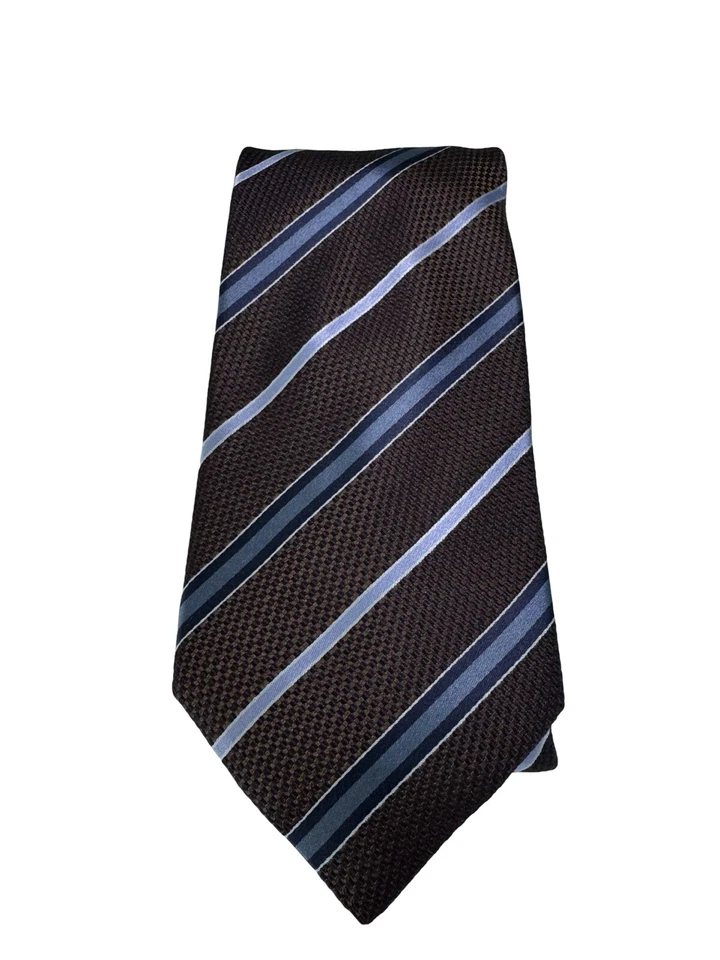 Corbata Giorgio Armani Clásica de Lujo Multi Azul Rayas Vibrantes 100% Seda Italia Foto 3 de 4