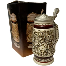 Avon Western Round Up Ceramic Stein Vintage 1980 With Original Box Excellent