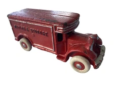 1930s AC WILLIAMS Original Cast Iron RED MOVING STORAGE TRUCK VAN 4.5 Inches