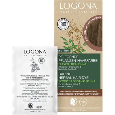 Logona Pflegende Pflanzen-Haarfarbe Pulver Aschbraun Bio, 100g