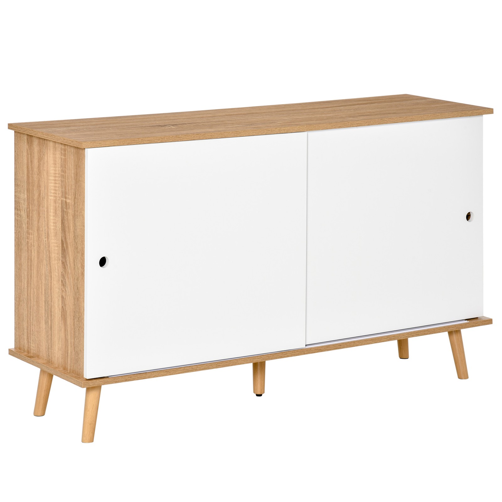 HOMCOM Credenza Moderna Cucina Mensole Regolabili Ante Scorrevoli 130x40x74.5cm