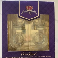 NEW Set Of 4 Heavy Bottomed Crown Royal Whiskey Glasses Raised Pillow Logo B242