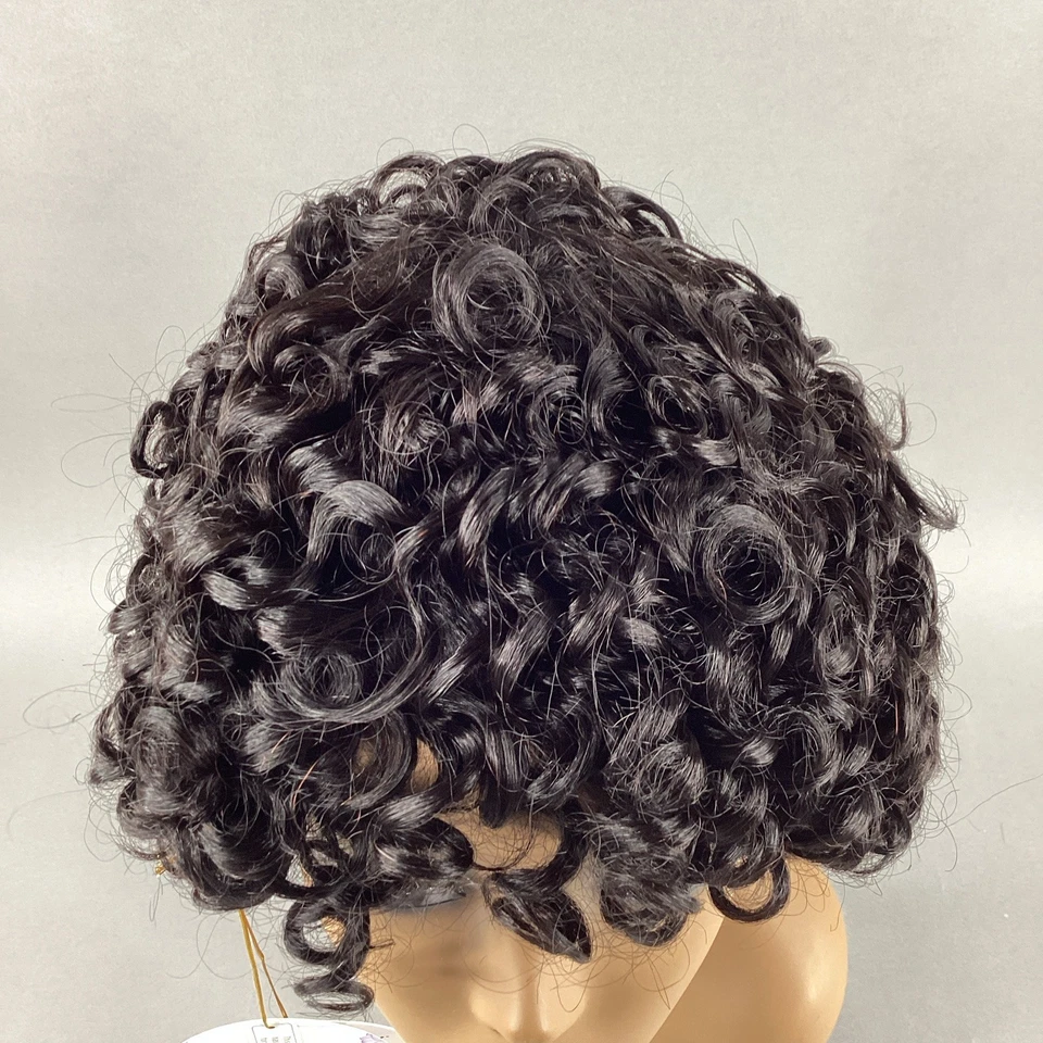 HH-Jolene Short Curly #Natural Black 100% Unprocessed Human Hair Full Wig - Image 3 of 4