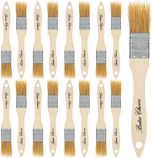 Bates 1-Inch Natural Bristle Paint Brushes - 16 Pack Set for Chip Painting, Wood