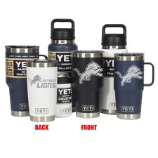 Detroit Lions YETI Laser Engraved Tumblers, Mugs, Can Colsters and Bottles