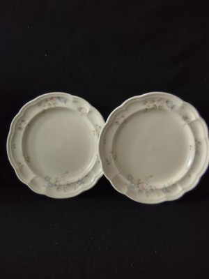 Vintage Pfaltzgraff Tea Rose Dinner Plates Set Pink Blue Floral Cream [6398]