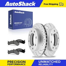 Front Drilled Slotted Brake Rotors Ceramic Pads for Chevy Express 2500 V8