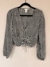 Womens H&M Striped V-neck Shirt S