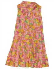 Vintage Womens Sleeveless Drop Waist Dress IT 44 Medium Pink Floral TS05