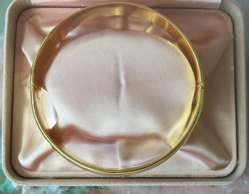 Vintage Jewellery Yellow Gold Hinged Bangle Antique Deco Dress Jewelry Bridal