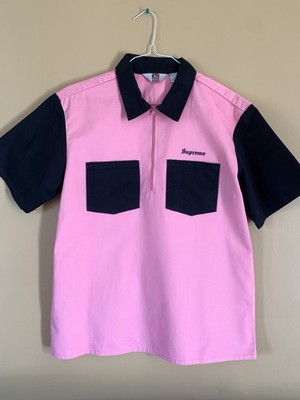 Supreme Ben Davis Half Zip Work Shirt FW19 Size Large Pink Button
