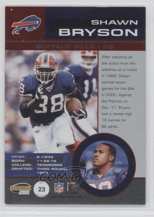 2001 Pacific Invincible Red /750 Game-Worn Jersey Shawn Bryson #23 - Image 2 of 2