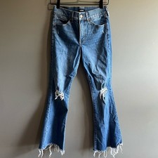 Express Distressed Blue Mid rise Flare Jeans Size 2 S