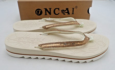 ONCAI Flip Flops Women's Beach Thong Sandals Arch Support Rhinestone Deco Size 9