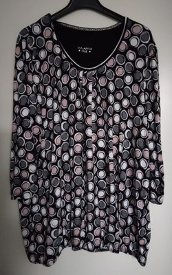 Shirt schwarz rosa grau weiß - Punkte - ¾ Ärmel - Tunika Gr. 48 - Via Appia Due