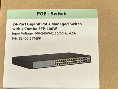 NEW FS S3400-24T4FP 24-Port Gigabit PoE+ Managed Switch 4 Combo SFP 400W