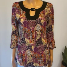 Y2K Blouse Top Bell Sleeves Stretch Romantic Fairycore Art To Wear Boho Lady M