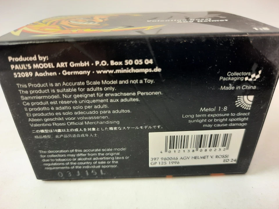 Minichamps Valentino Rossi AGV Helmet 125 Aprilia 1996 1/8 397960046 - Immagine 3 di 3