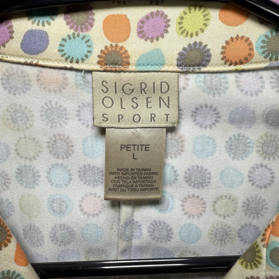 Chaqueta deportiva Sigrid Olsen para mujer pequeña grande a lunares chaqueta a presión de colección Foto 3 de 4