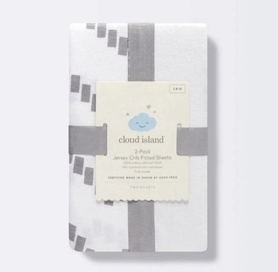 Cloud Island  Gray Chevron & Solid White Jersey Crib Fitted Sheets | 2-Pack