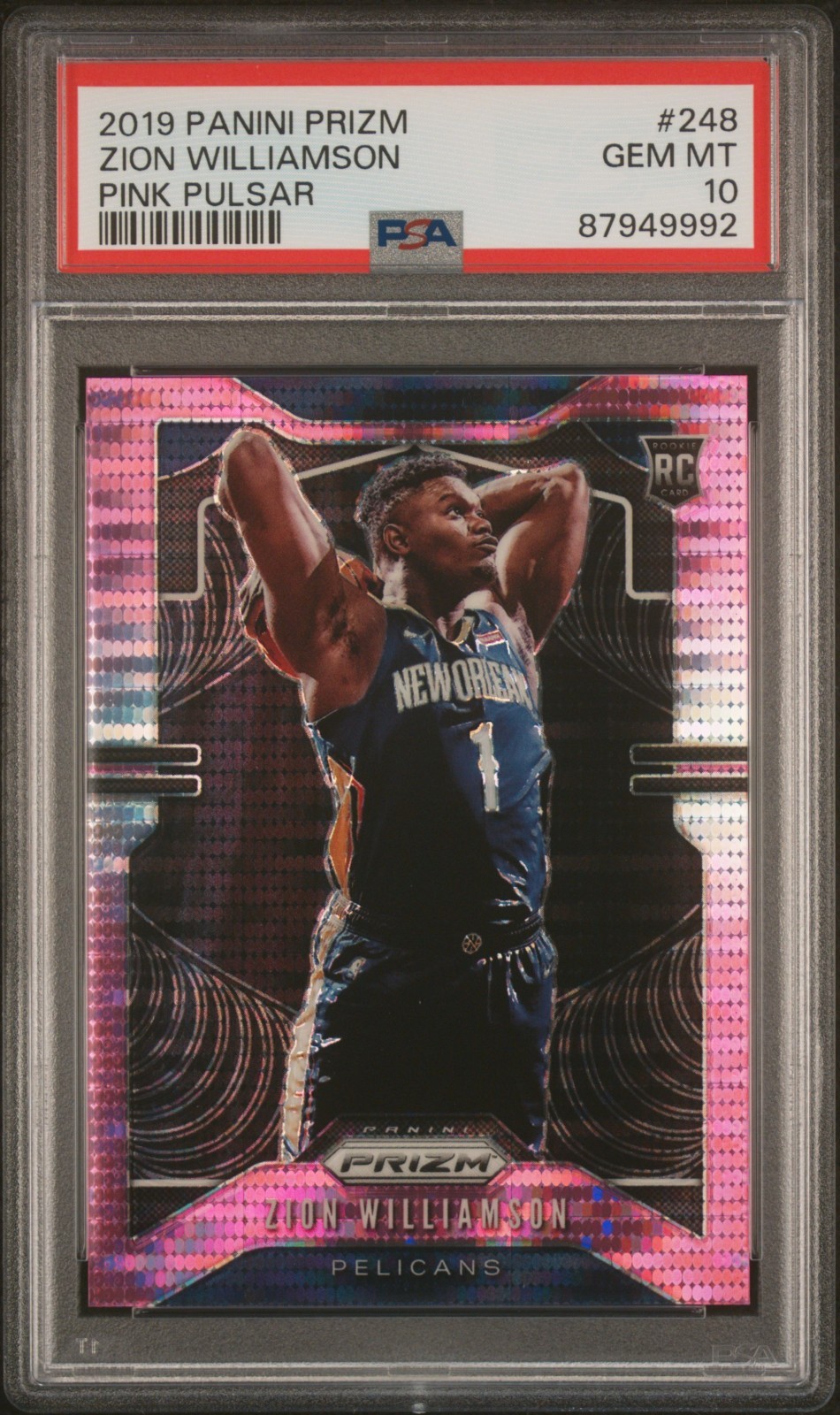 🔥 2019 PRIZM ZION WILLIAMSON #248 PINK PULSAR PRIZM ROOKIE /42 GEM MINT PSA 10