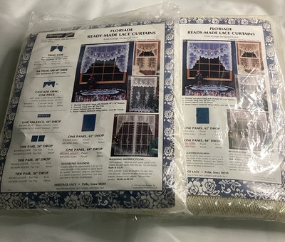 2 Heritage Lace FLORIADE Ecru Panels 60''x84'' USA Fine-Gauge Jacquard