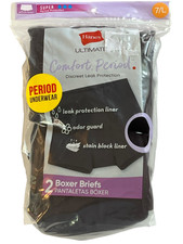 Hanes Ultimate 2 Boxer Brief Womens 7/L Black Super Period Underwear Odor Guard