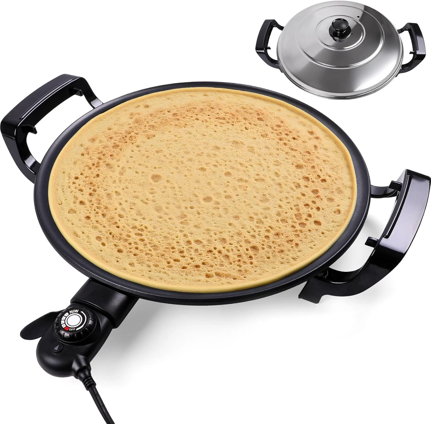 Non-Stick Electric Injera Maker 18.5” Griddle with Adjustable Control