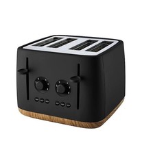 George Home Matt Black and wood  Scandi 4-Slice Toaster BRAND NEW FREE DELIVERY