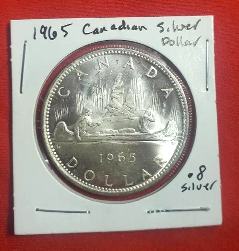1965 Canadian Queen Elizabeth II Silver Dollar 80% Silver *880*