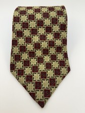Parisian Signature Men's Tie 100% Silk Made In USA 59" Long Gold/Black/Wine
