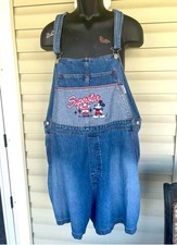 Vintage Disney Main Street Superstar Womens Denim Overalls Bib Shortalls 26W/28W