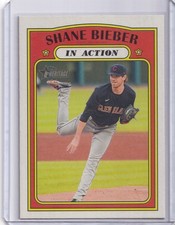 2021 Topps Heritage SHANE BIEBER #48 In Action - Cleveland Indians