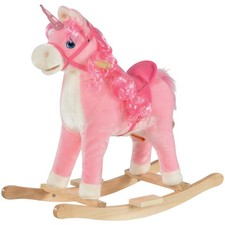 Image of HOMCOM Kids Rocking Unicorn Ride-On Horse Moving Mouth Tail Sounds 36-72 Mnths