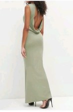 Reformation Seona Stretch Knit Dress Green Sleeveless Low Back Maxi Size XL
