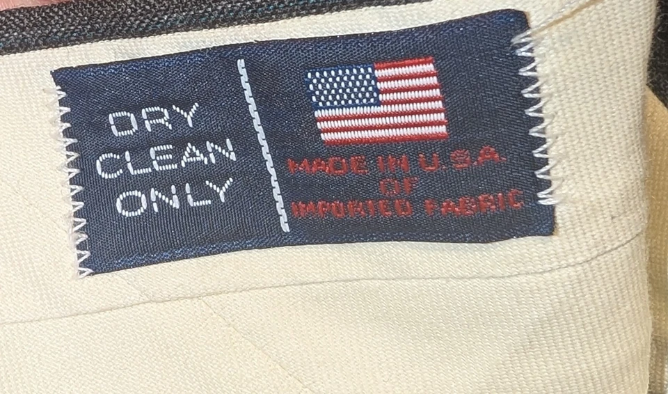 Vtg John Alexander 44R 33x29 Charcoal Stripe USA Wool Mens Jacket Pants Suit - Image 4 of 4