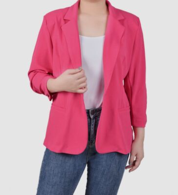 NY Collection Women's Pink Scuba-Crepe 3/4 SleeveBlazer Jacket Petite Size PM