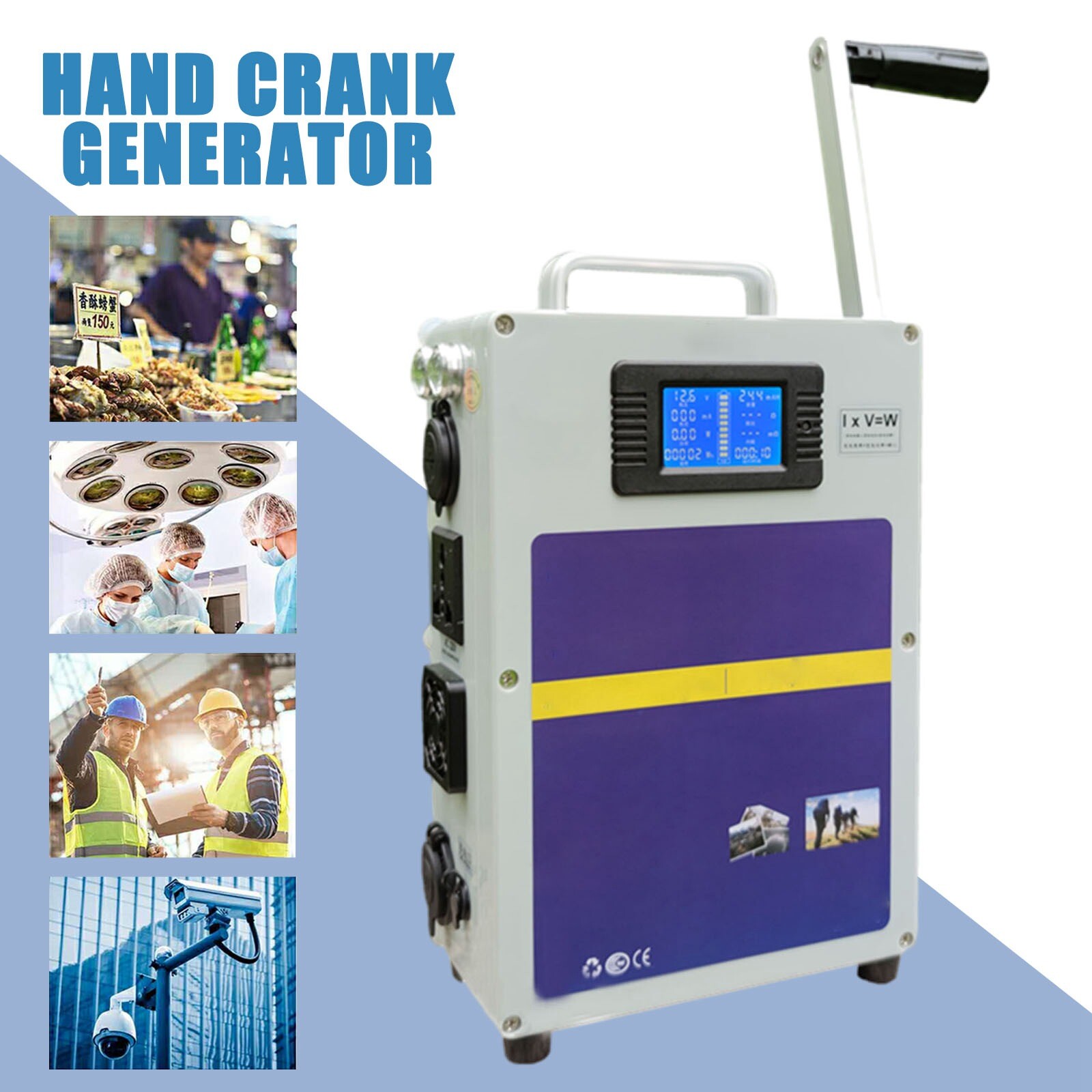 220V Outdoor Hand Crank Generator Power Bank Phone Charger Manual