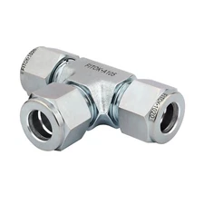 FITOK 1/4 in OD Union Tee Zinc Plated Steel Compression Tube Fitting 9600 psi