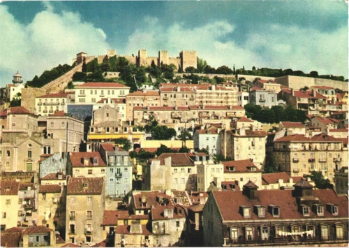 São Jorge Castle From The Restaurant of Hotel Mundial, Lisbon, Portugal Postcard - Picture 1 of 2