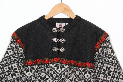 BOUVIAC Vintage Wool Norway Nordic Fair Isle Jumper Sweater Kids Size 10 / 140 - Picture 2 of 5