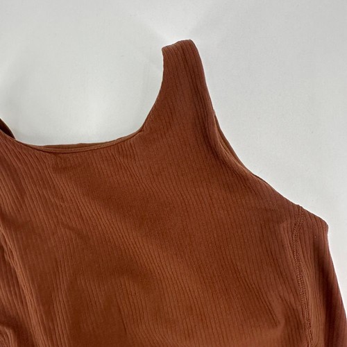 Lululemon Womens 2 Align Ribbed High-Neck Cropped Tank Top Brown Stretch LW1DVNS - Picture 3 of 7
